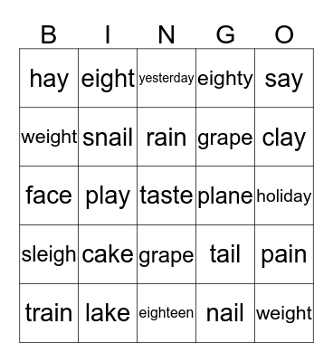 ei sound Bingo Card
