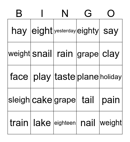 ei sound Bingo Card
