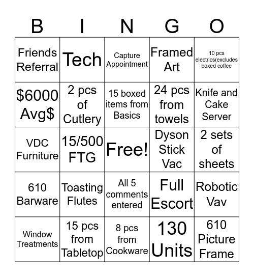Registry Bingo Card