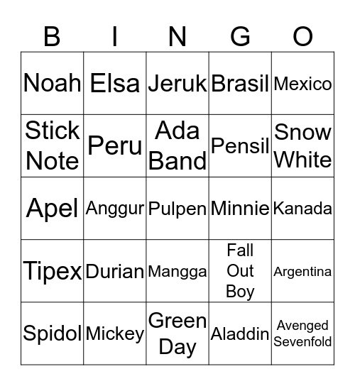 Untitled Bingo Card