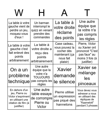 What the quizz ?!!! Bingo Card