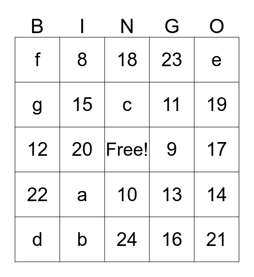 Circles Bingo Card