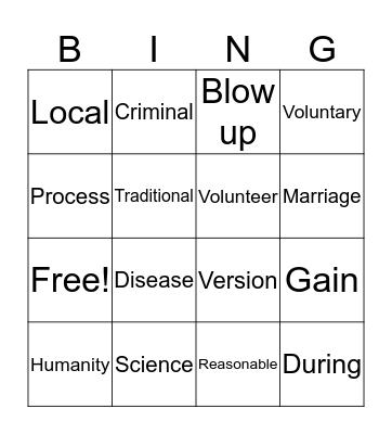 Let's Have Fun! Bingo Card