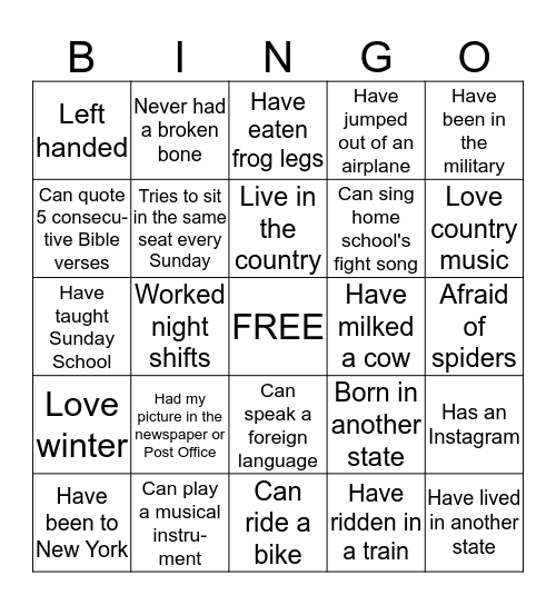 All ABOUT Me Bingo Card