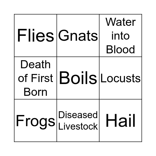 10 Plagues Bingo  Bingo Card