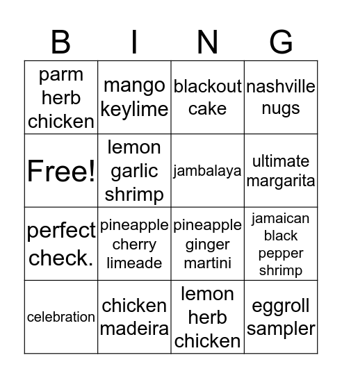 Cheesecake Bingo! Bingo Card