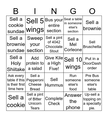 Saturday January 5 2019 Bingo Card