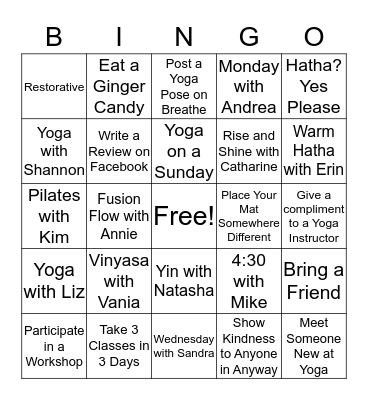 Breathe Bingo Card