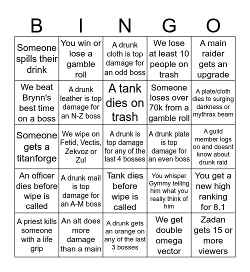 TI Drunk Bingo Card