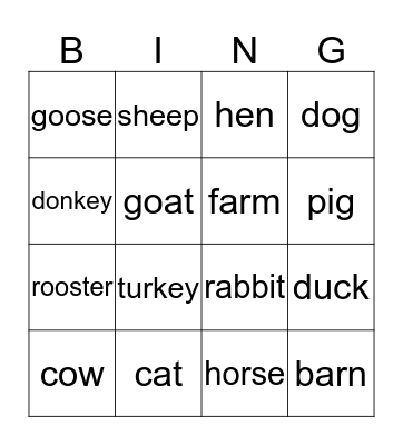 Animals and Their Babies Bingo Card