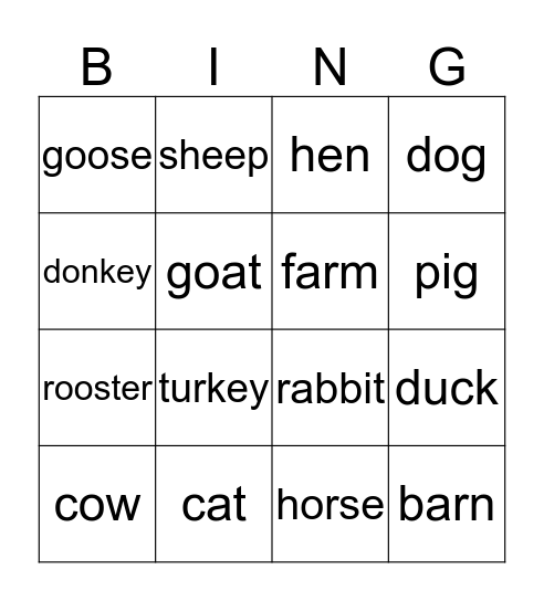 Animals and Their Babies Bingo Card