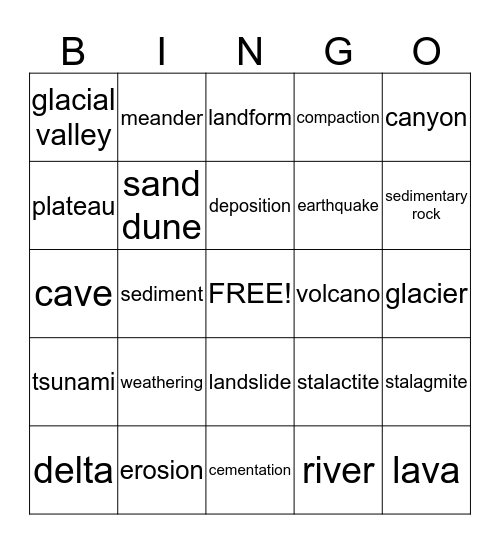 Earth Changes Bingo Card