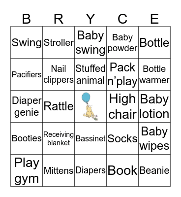 Bryce Gifts Bingo Card