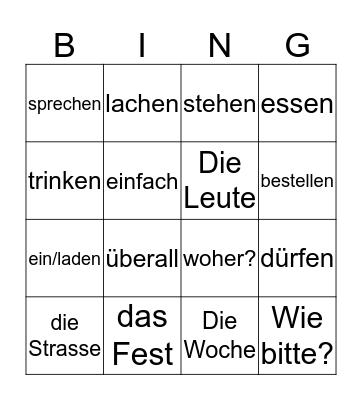 lektion 13, super 9 Bingo Card