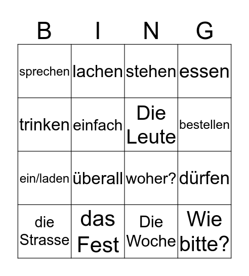 lektion 13, super 9 Bingo Card