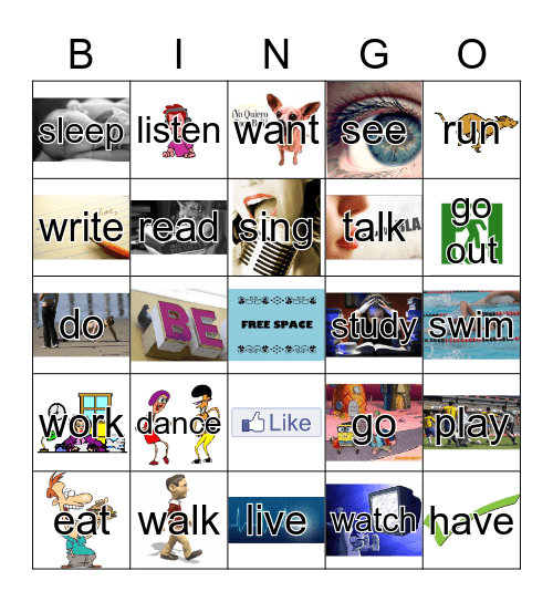 Zebra Spanish 1A Verbs on 100 word list (24) Bingo Card