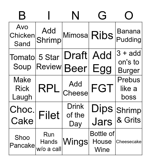 Server  Bingo Card
