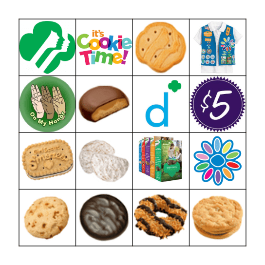 Daisy Girl Scout Cookie Bingo Card