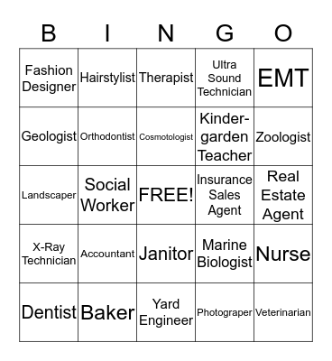 ABC CAREERS Bingo Card