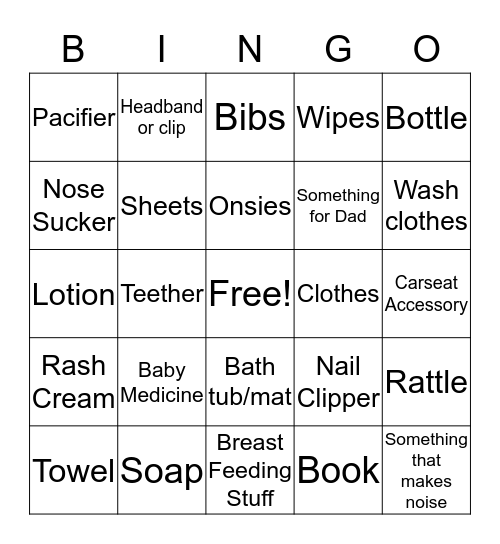 Baby Kahle Bingo Card