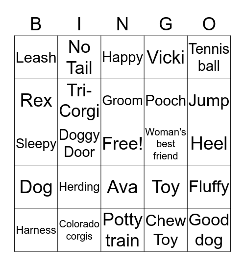 Puppy Bingo Card