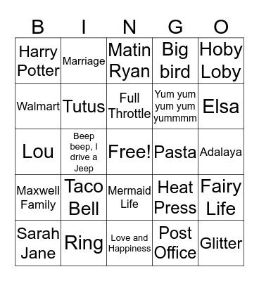 Magically Maxwell Bingo Card