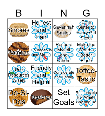 Girl Scout Cookie Bingo Card