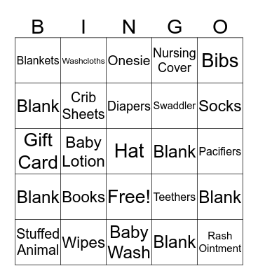 Timilah's Baby Shower Bingo Card