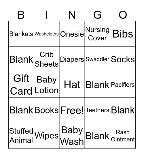 Timilah's Baby Shower Bingo Card