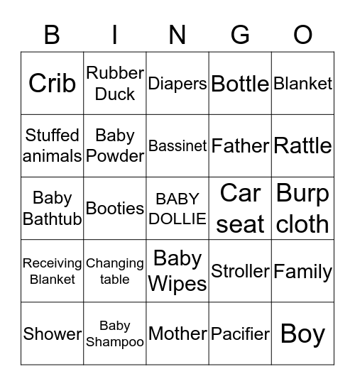 Shanaaz - Baby Shower Bingo Card