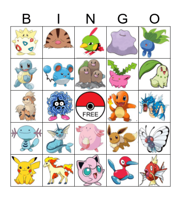 Pokemon Bingo Card