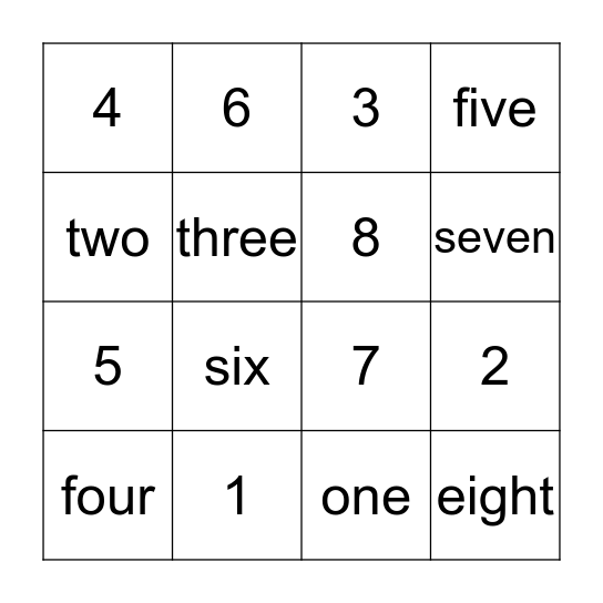 My Family  Bingo Card