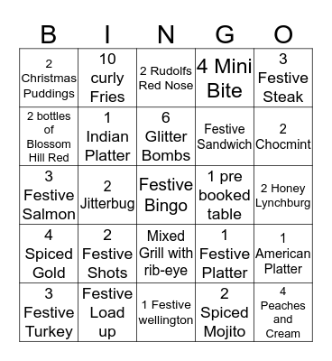 Flying Childers Festive Bingo Card