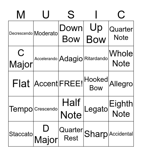 Music Bingo Card