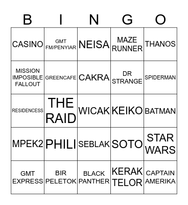 MEL Bingo Card