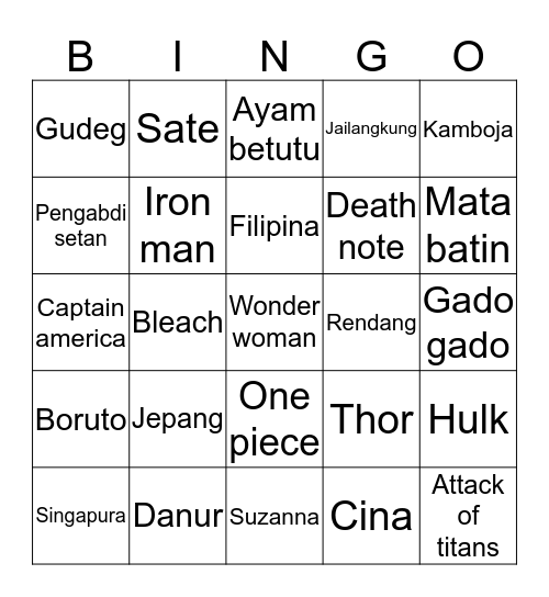 Bingo trukul Bingo Card