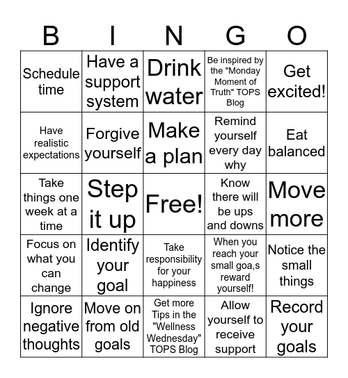 Resolutions You Can Keep Bingo Card