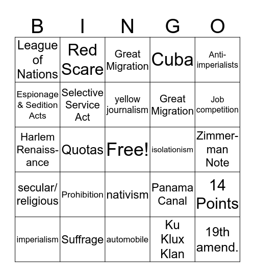 2nd Quarter Exam Review Bingo Card