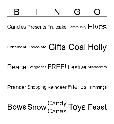 Holiday Bingo Card