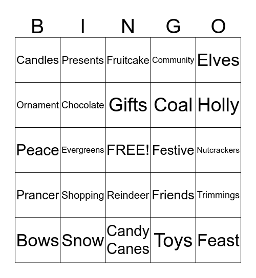 Holiday Bingo Card