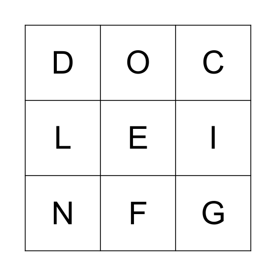 Let's find the alphabet!!! Bingo Card