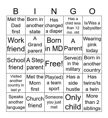 Get to Know Each Other Bingo Card