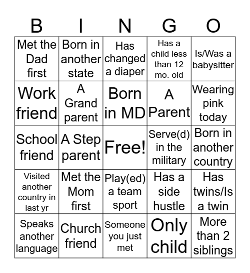 Get to Know Each Other Bingo Card
