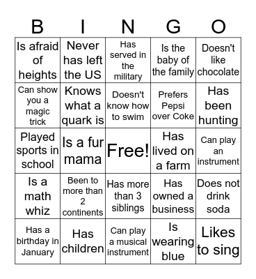 The Sisterhood Bingo Card