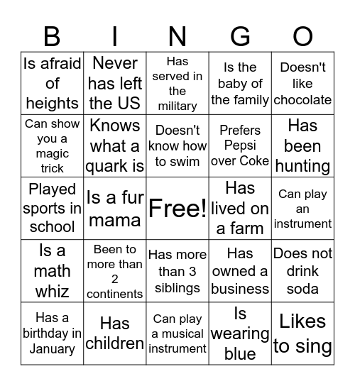 The Sisterhood Bingo Card