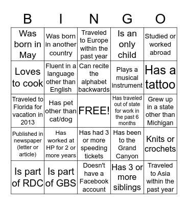 YEN BINGO Card