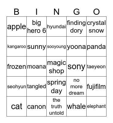 adora's Bingo Card