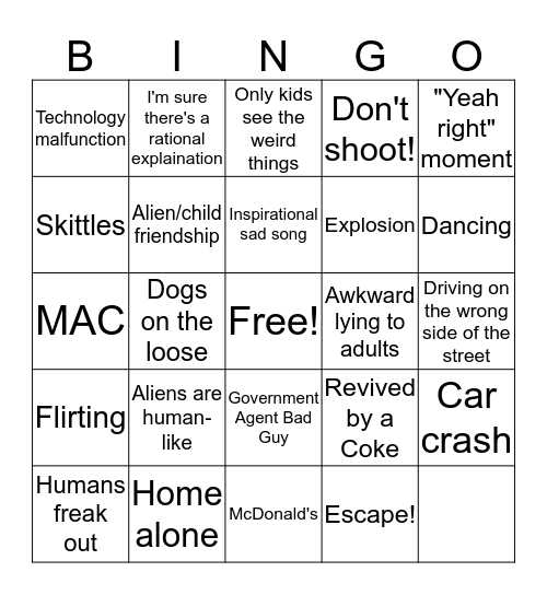 Bad Movie BINGO Card