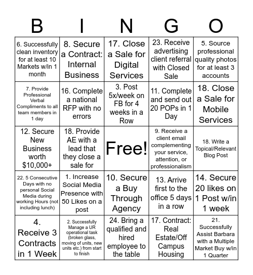 TRAFFIC BINGO 2019 Bingo Card