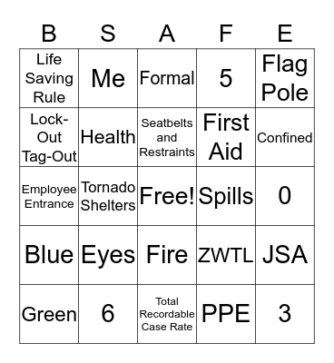 Safety Bingo Card
